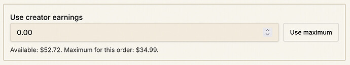Use creator earnings at checkout