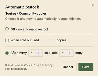 Automatic restock rules