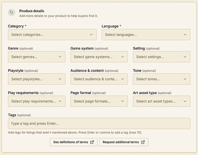 Product taxonomies
