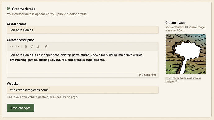 Creator details