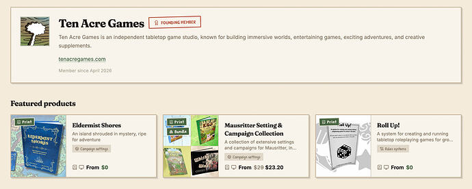Creator featured products display